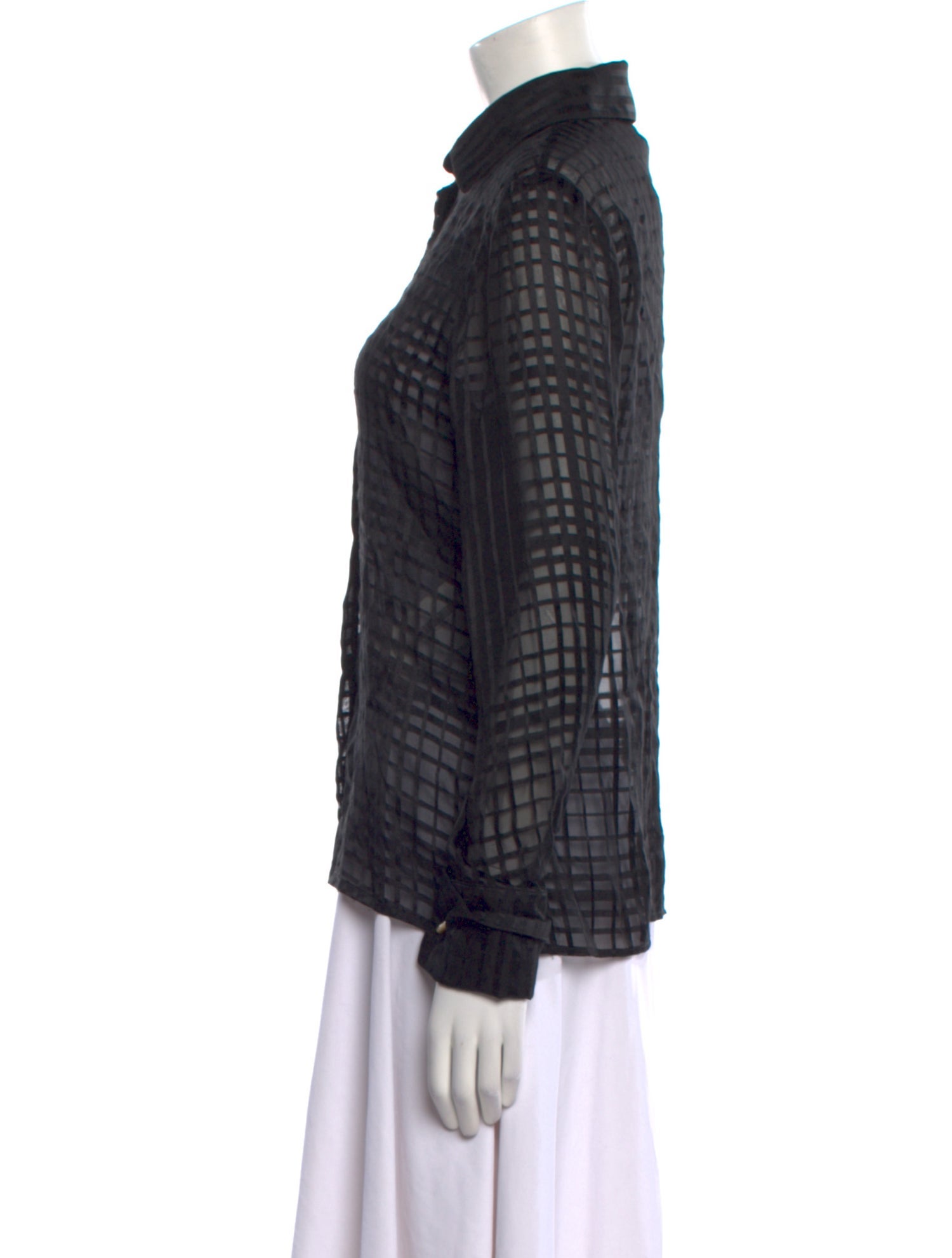 Anna Molinari Silk Plaid Print Button-Up Top